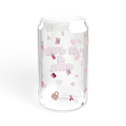 Sipper Glass - I'm Just A Girl, Funny Wine Tumbler, Stemless Wine Glass, Wine Lover Gift, Sarcastic Drinking Glass, Girls Night Out Decor