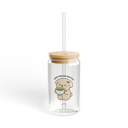 Cute Bear Sipper Glass, 16oz - Ideal for Kids and Adults, Eco-Friendly Drinkware, Perfect for Gifts, Home Decor, Durable, BPA-Free, Matcha