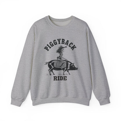 Piggyback Ride Sweatshirt, Cozy Gift for Friends, Halloween, Farmhouse Décor, Unisex Apparel, Fun-Loving Souls