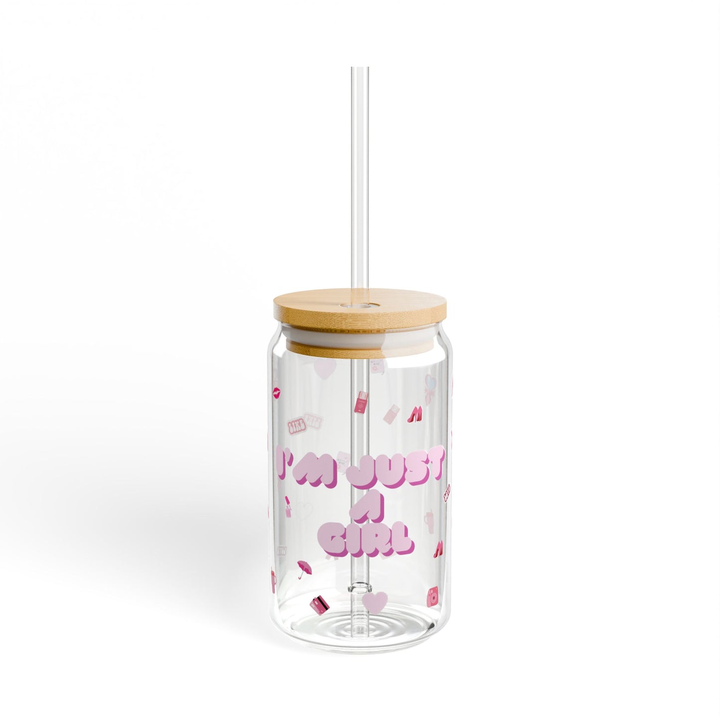 Sipper Glass - I'm Just A Girl, Funny Wine Tumbler, Stemless Wine Glass, Wine Lover Gift, Sarcastic Drinking Glass, Girls Night Out Decor