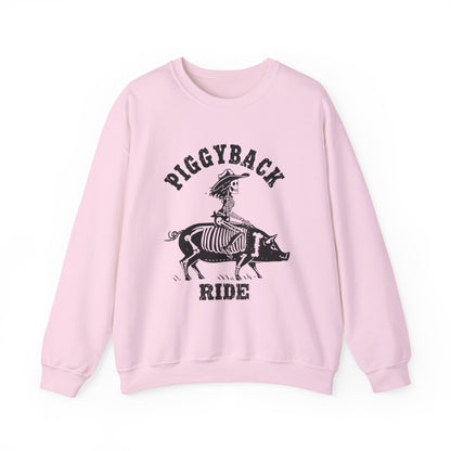Piggyback Ride Sweatshirt, Cozy Gift for Friends, Halloween, Farmhouse Décor, Unisex Apparel, Fun-Loving Souls
