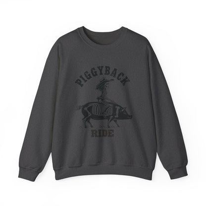 Piggyback Ride Sweatshirt, Cozy Gift for Friends, Halloween, Farmhouse Décor, Unisex Apparel, Fun-Loving Souls