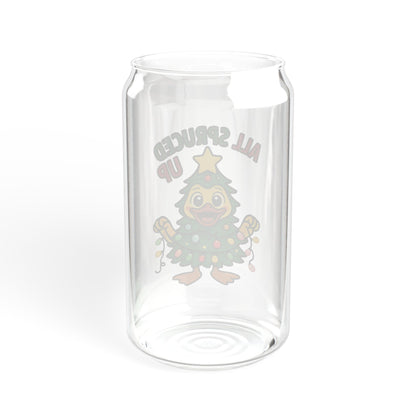 Spruced Up Christmas Sipper Glass, Holiday Mug, Eco-Friendly Glass, Perfect Gift for Friends, Winter Decor, Festive Drinking Cup, Christmas