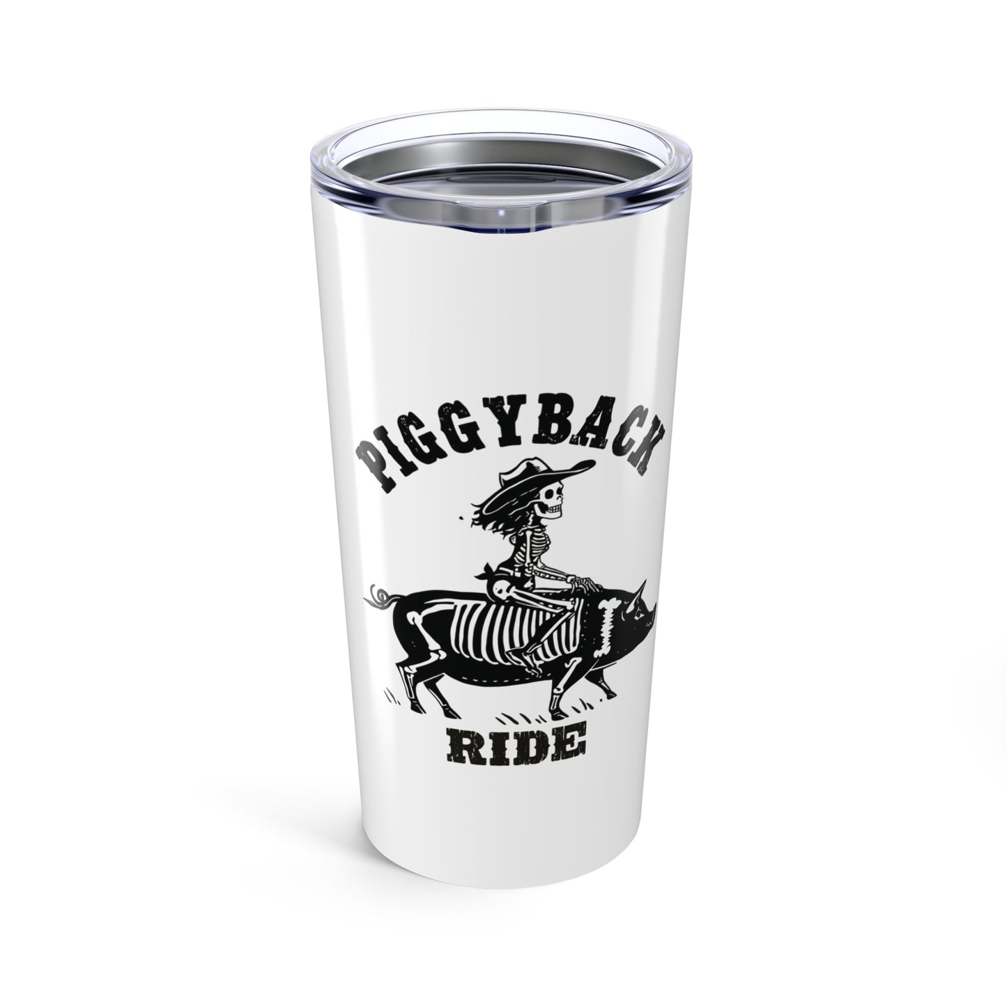 Skeleton Piggyback Ride Tumbler | 20oz Travel Mug | Fun Halloween Party Drinkware, Quirky Gift for Everyday Use, Unique Skeleton Design,